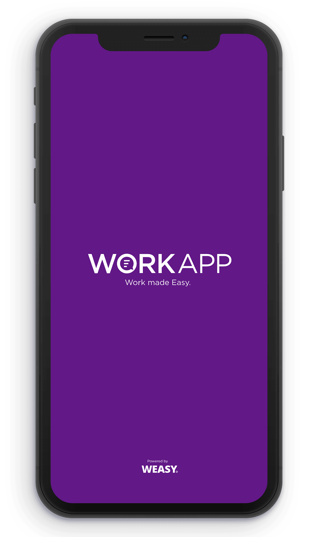 Screenshot van WorkApp-opstartscherm